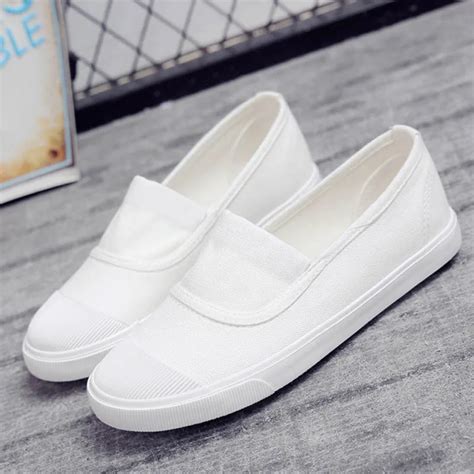 comfortable white canvas shoes.